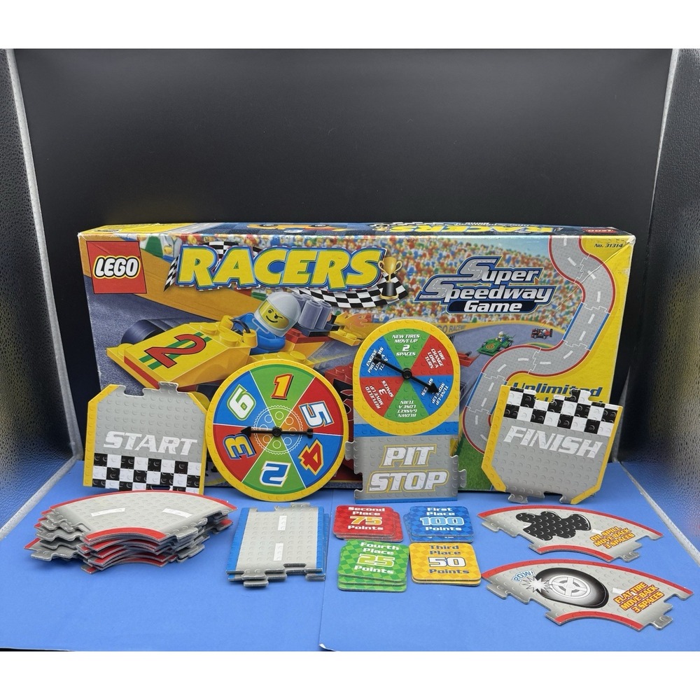 VTG LEGO Racers Super Speedway Board Game 2001 Incomplete No Minifigures or Cars